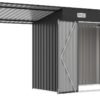 12 x 3.5 FT Black Metal Outdoor Storage Shed & Hardtop Gazebo Combo